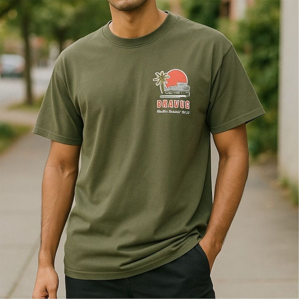 Dravus Men's Surf Junkie Graphic T-Shirt Green Size M Short Sleeve